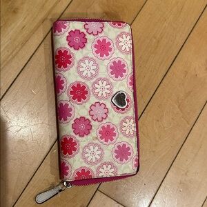 Floral Pink and Cream Coach Wallet